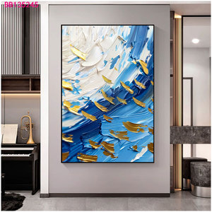 Tranh treo tường vải bố cao cấp, tùy chỉnh, dành cho nội thất sang trọng, chủ đề phong cảnh biệt thự, điểm nhấn kim cương với chi tiết kim loại - Product Image 1