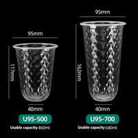 Op maat bedrukte 16 oz U-vormige PP plastic bekers met koepeldeksels voor ijskoffie, matcha, fruitthee, sap en koude dranken