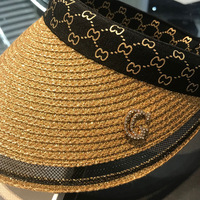 Summer Fashion Rhinestone Beach Sunscreen Sun Hat Empty Top Hat Straw Hat