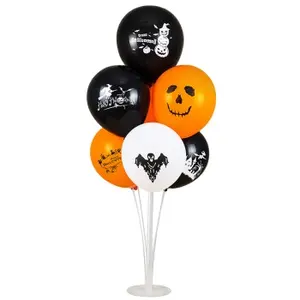 Set dekorasi pesta Halloween, perlengkapan ornamen labu laba-laba berdarah balon lateks spanduk halloween