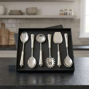Juego de Cucharas para Servir Plateadas, Diseño Clásico, Acabado Espejo, Mango Largo, Utensilios de Cocina Duraderos para Bodas y Eventos - Product Image 3