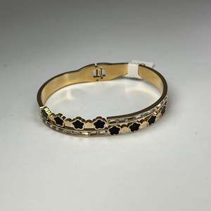Fashion Bangle 316L Stainless Steel PVD Gold Plating Black Inlay <b>Crystal</b> Decorated <b>Bracelet</b> Women's Jewelry - Product Image 1