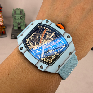 Reloj Automático para Hombre con Caja de Fibra de Carbono, Correa de Tela Tejida, Cristal de Zafiro, Resistente al Agua, Deportivo - Product Image 2