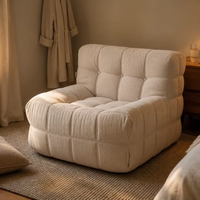 Canapé simple matelassé en velours côtelé blanc crème, style nordique moderne, confortable, imperméable, compressé sous vide, pour chambre à coucher