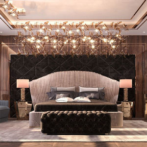 Moderne Luxe Kingsize Bed Breed Hoofdeinde Met Goud Roestvrijstalen Stof Slaapkamerbedset Ontwerpen Meubels - Product Image 2