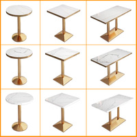 Ensemble de table à manger sur mesure, prix d'usine, plateau en marbre, base en acier massif, pour café, restaurant, restauration rapide, salon de thé