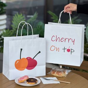 Bolsas de Papel Kraft Personalizadas, Ecológicas, Biodegradables, Reciclables, Resistentes a la Grasa, Aptas para Alimentos, con Asas Planas/Trenzadas para Panadería y Comida para Llevar - Product Image 1