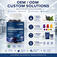 Gummies d'ashwagandha saveur mûre, 60 unités, en gros, marque privée, complément alimentaire