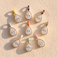 Bunte Emaille-Tropfenanhänger mit Zirkonia, DIY-Charms, goldene Birnenförmige Kristalle, eingelegt in mehrfarbigen Bonbonfarben, Anhänger für die Schmuckherstellung