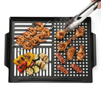 Plaque de cuisson perforée antiadhésive à fentes pour barbecue, idéale pour légumes, crevettes, poisson, viande, pour grillades extérieures au charbon ou au gaz, camping