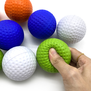Balle anti-stress de golf en PU multicolore à fossettes, personnalisable avec logo, jouet à presser, souvenir promotionnel pour exposition de club de golf, cadeau marketing - Product Image 1