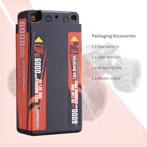 SUNPADOW 7.6V 2S Shorty Lipo Battery 6000mAh 100C Hard Case With 4mm Bullet For RC Vehicles Car Truck Truggy Boat Tank Buggy