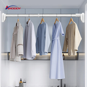 <span class=keywords><strong>Tringle</strong></span> de douche <span class=keywords><strong>pivotante</strong></span> réglable en acier inoxydable télescopique avec capuchons en plastique - Product Image 4