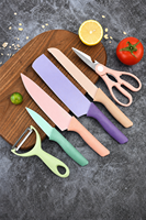 Offre Spéciale : Ensemble de Couteaux de Cuisine 7 Pièces en Paille de Blé – Couteau de Chef, Couteau à Steak, Couteau Japonais, Éplucheur, Couteaux à Légumes pour Barbecue