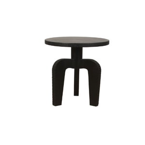 Solid Mango Wood Round <b>Side</b> <b>Table</b> with Intricate Carving Details <b>Black</b> Finish <b>for</b> <b>Living</b> <b>Room</b> or Bedroom - Product Image 1