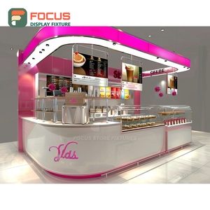 Mostrador de Servicio de Café Comercial con Estante para Condimentos, Panel de Madera y Exhibidor para Cafetería - Product Image 1