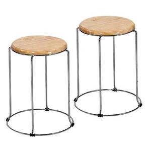 Taburete de bar moderno de hierro y madera de granja, asiento redondo de madera, diseño sin respaldo y reposapiés incorporado para un estilo elegante y cómodo - Product Image 2