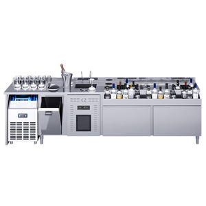 محطة بار كوكتيل من الفولاذ المقاوم للصدأ بتصميم عصري ووظائف كاملة مع ثلاجة على الطراز الأوروبي - Product Image 2