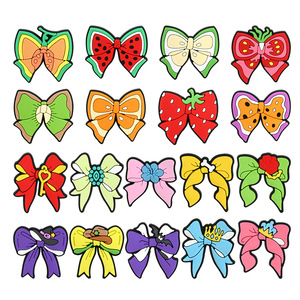 Großhandel Bunte Schleifen-Schuhornamente Sandalen-Accessoires Schuhschnallen PVC Weiche Gummi-Schuhcharms - Product Image 1