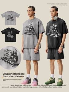 Maglietta 2025 estiva alla moda a mezza manica da uomo americana retrò con stampa a maniche corte - Product Image 3