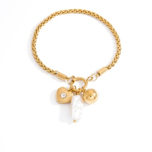 High-End 18k Gold Plated Stainless Steel Women's Jewelry <b>Charm</b> Bracelet Pendant Accessory Color-Preserving Trendy Anniversary - Product Image 5