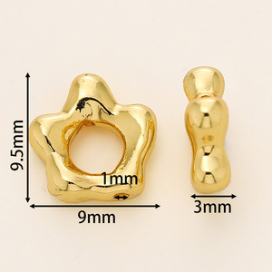 Cuentas espaciadoras con forma de flor, chapadas en cobre, oro y plata, para la fabricación de pulseras, accesorios de joyería DIY, chapado en oro de 18K, círculo hueco irregular. - Product Image 2