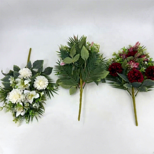 LUYI - Bouquet de dahlias artificiels en soie, faits main, style européen réaliste, rouge, blanc, rose, longue durée, pour Noël - Product Image 3