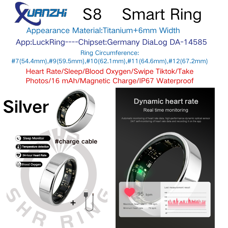 Xuanzhi-S8-health-sleep-fitness-smart-ring Argent