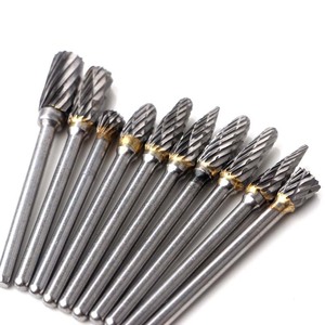 Tungsten Carbide Rotary Files 10pc Set Cylindrical Grinding Heads For Deburring Electric Air Grinder Accessories - Product Image 2