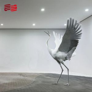 La Grulla <span class=keywords><strong>de</strong></span> metal redcoronado <span class=keywords><strong>de</strong></span> la escultura animal del jardín con artesanía maravillosa y material brillante agrega vitalidad - Product Image 6
