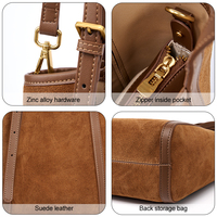 Sac fourre-tout en cuir véritable, texture suède vintage, design minimaliste pour femme, sac à main décontracté pour le travail, fournisseur ODM OEM