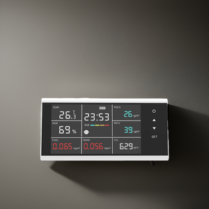 पेशेवर 9-इन-1 वायु गुणवत्ता मॉनिटर pm2.5 Co2 डिटेक्टर टच स्क्रीन बटन उन्नत सेंसर होम ऑफिस तापमान आर्द्रता - Product Image 5