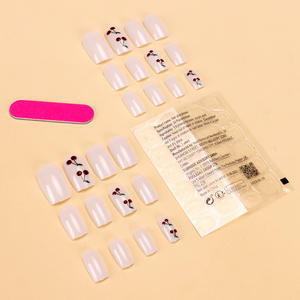 My Seven Days BZ1410 Ins Faux ongles portables transfrontaliers en gros, pointes cerise blanches courtes, finition prête, 24 pièces, style européen et américain - Product Image 3