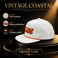 Gorra de Béisbol Personalizada de 5 Paneles con Cierre a Presión, Gorra Vintage con Cordón, Logotipo Bordado, Ajustable para Hombre