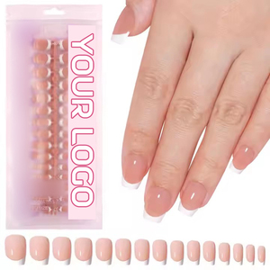 Aillsa OEM Faux Ongles Courts Carrés à Presser Faits Main, 120 Pièces, Nude Blanc French Manucure, Fournitures pour Ongles en Acrylique - Product Image 2