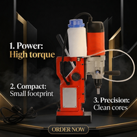 Perceuse magnétique portative 35 mm, machine de perçage de noyaux, découpeuse de trous électriques pour métaux avec refroidissement pour atelier