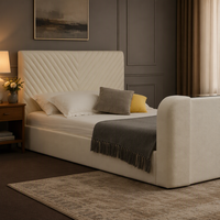 Cadre de lit TV en velours blanc luxueux