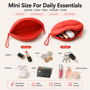 Custom Lip Shape Silicone Wristlet Bag Waterproof <b>Mini</b> Cosmetic <b>Pouch</b> Novelty Purse for Gifts Travel Retail Brand Shop Buyers - Product Image 4