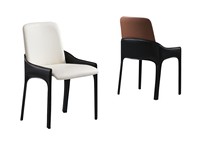 Fauteuil de salle à manger sculptural moderne et durable en cuir pleine fleur, cadre mat, mobilier de chambre, couleur personnalisée, hôtel, villa