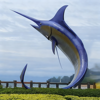 Grande figurine antique en bronze de poisson-sabre, sculpture 3D moulée pour aquarium, décoration de bord de mer, thème mode et sport