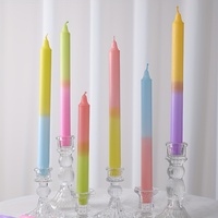 Bougies parfumées à longue tige dégradées et colorées, en cire de paraffine et de soja, avec embellissement en nœud, pour usage intérieur, durée de combustion d'environ 4 à 8 heures
