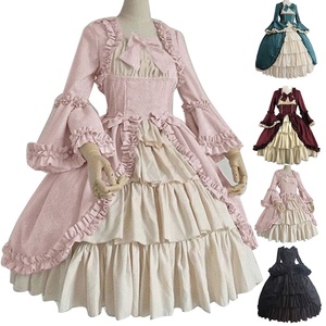 Vestido Medieval Retro Gótico de <span class=keywords><strong>Corte</strong></span> Real, Vestido de Baile para Dama, Cuello Cuadrado, Cintura Ajustada, Lazo, Vestidos de la Época Medieval para Mujer - Product Image 4