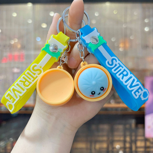 Wholesale Cute Cartoon Bun Squishy Keychain TPR Squeeze Stress Relief Fidget Toy <b>Wrist</b> <b>Strap</b> Bag Pendant Kids Gift - Product Image 3