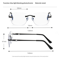 Lunettes photochromiques sans monture pour hommes, lunettes anti-lumière bleue pour femmes, monture optique, verres correcteurs pour myopie et presbytie