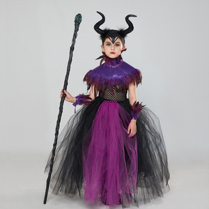 <span class=keywords><strong>Disfraz</strong></span> de bruja para niñas, conjuntos de 3 uds de alas de cuernos, vestido de tutú de <span class=keywords><strong>maléfica</strong></span> reina malvada, traje de vampiro con tocado de diablo de Halloween - Product Image 4