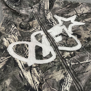 高品質カスタム迷彩柄プルオーバーパーカー デジタルプリントリアルツリーカモフラージュジッパー付きメンズパーカー キュービック刺繍入りパーカー - Product Image 2