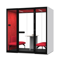 Cabine de bureau acoustique moderne Comine pour quatre personnes, insonorisée, pour conférences, communication professionnelle, bureau, bâtiment, villa