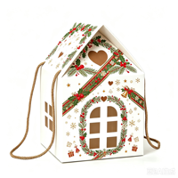 Boîte cadeau créative en papier personnalisée pour bonbons, biscuits et chocolats de Noël, avec couvercle en forme de toit