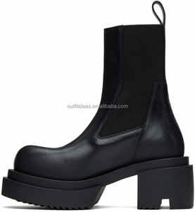 Stivali in Pelle di Vitello Neri Originali Unisex, Scarpe con Tacco a Blocco e Piattaforma per <span class=keywords><strong>Donna</strong></span>, Stivali Chelsea in Pelle per Uomo, Stivaletti <span class=keywords><strong>Beatle</strong></span> Bogun - Product Image 5