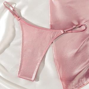 Traje de Baño Bikini Personalizado con Estampado de Puntos Triangulares, Talla Grande, Halter, Push-Up, Conjunto de Bikini para Mujer - Product Image 2